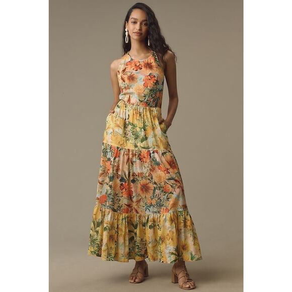 Anthropologie Pilcro Halter Tiered Maxi Dress Size Medium - Picture 1 of 10